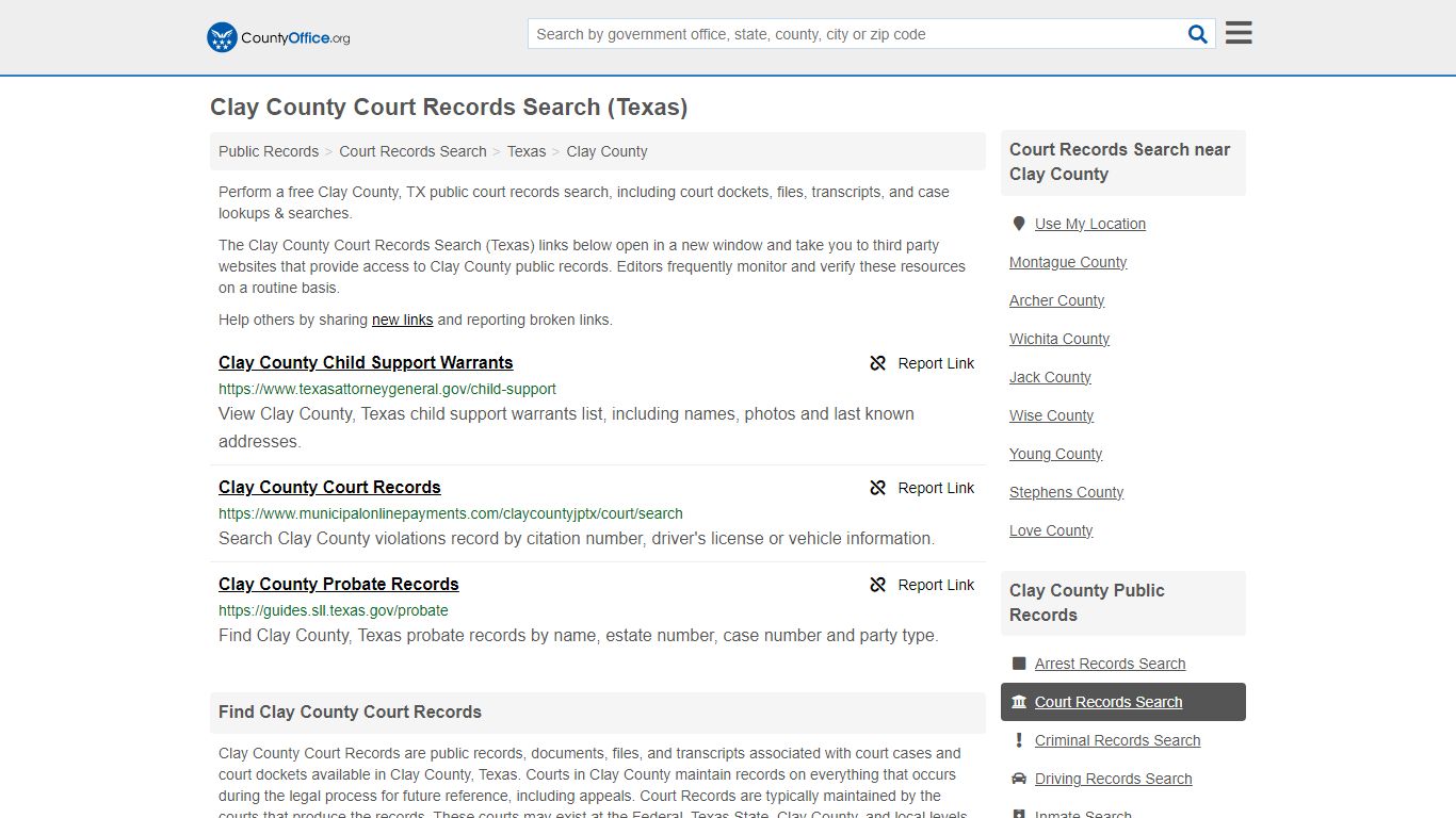 Clay County Court Records Search (Texas) - County Office