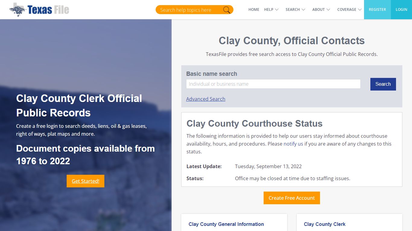 Clay County Clerk Official Public Records | TexasFile